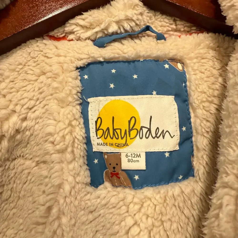 Baby‎ Boden Teddy Bear Padded Coat Winter Jacket Blue 6-12 Mo Water Resistant